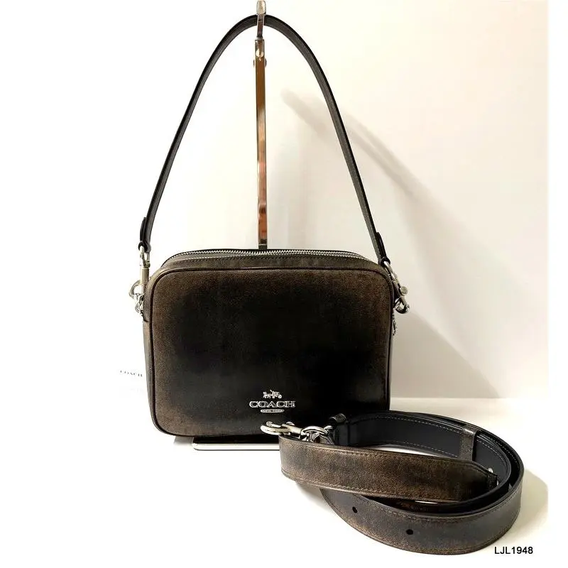 Carey Loved Leather Crossbody Bag Black with Brown CES82 by Coach