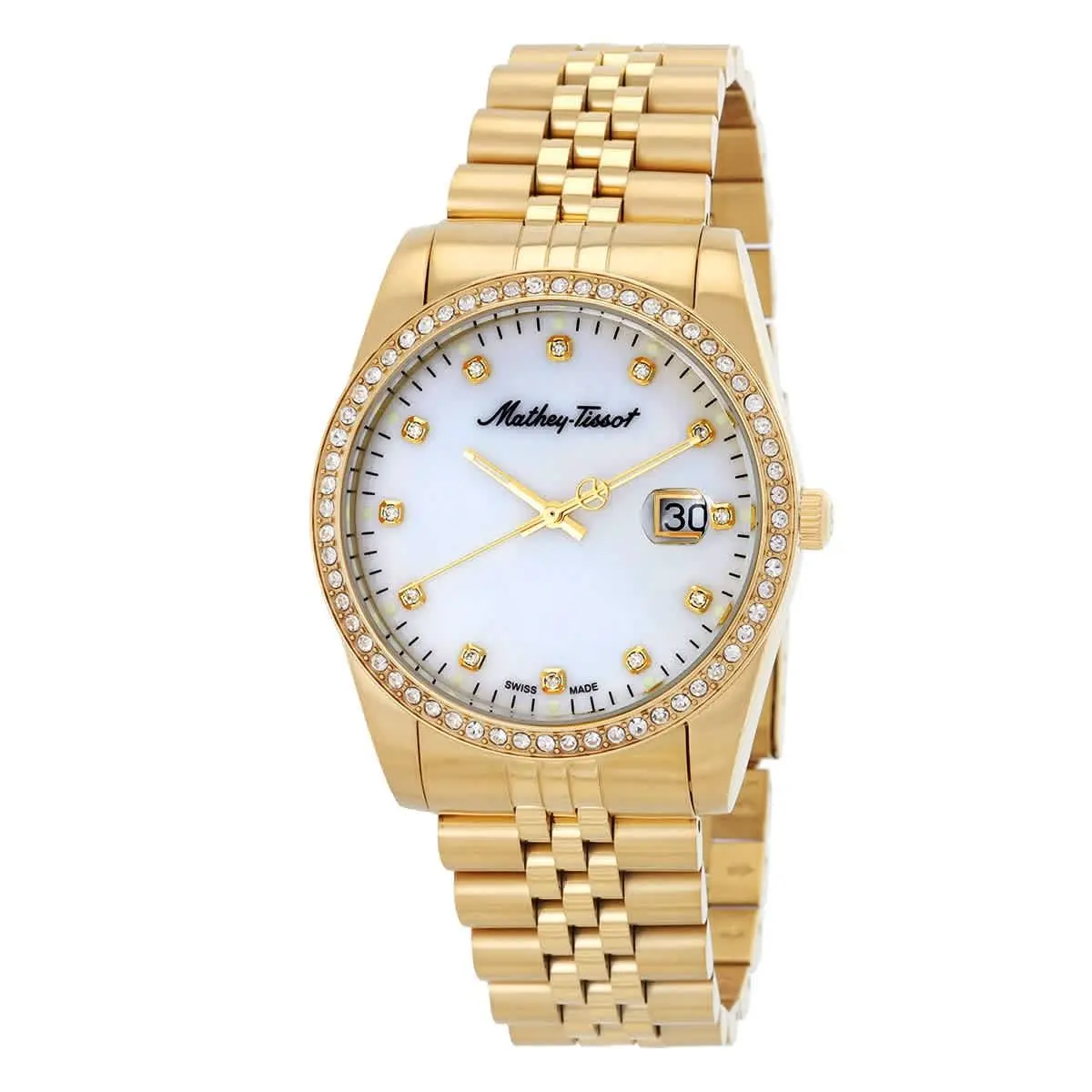 Mathey-tissot H709PQI Mathy IV Mop Dial 42 mm Men`s Watch - Yellow Gold-tone, Dial: Mother of Pearl, Band: Yellow Gold-tone