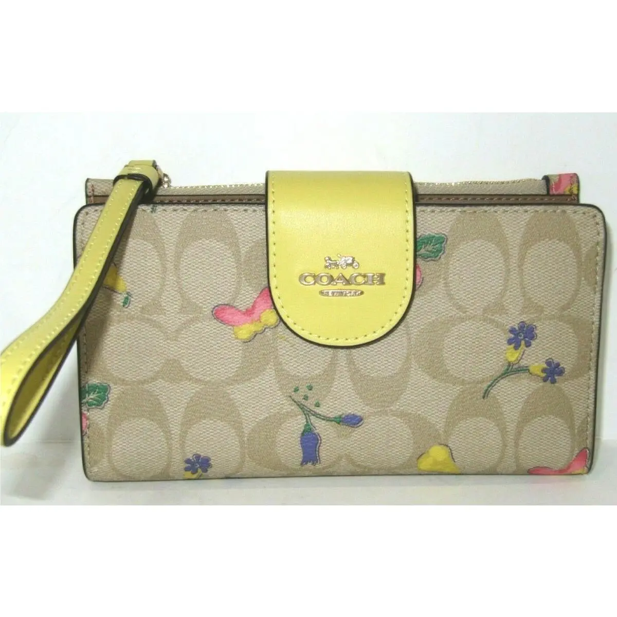 C8751 Tech Wallet Signature Canvas Dreamy Veggie Butterfly Print by Coach