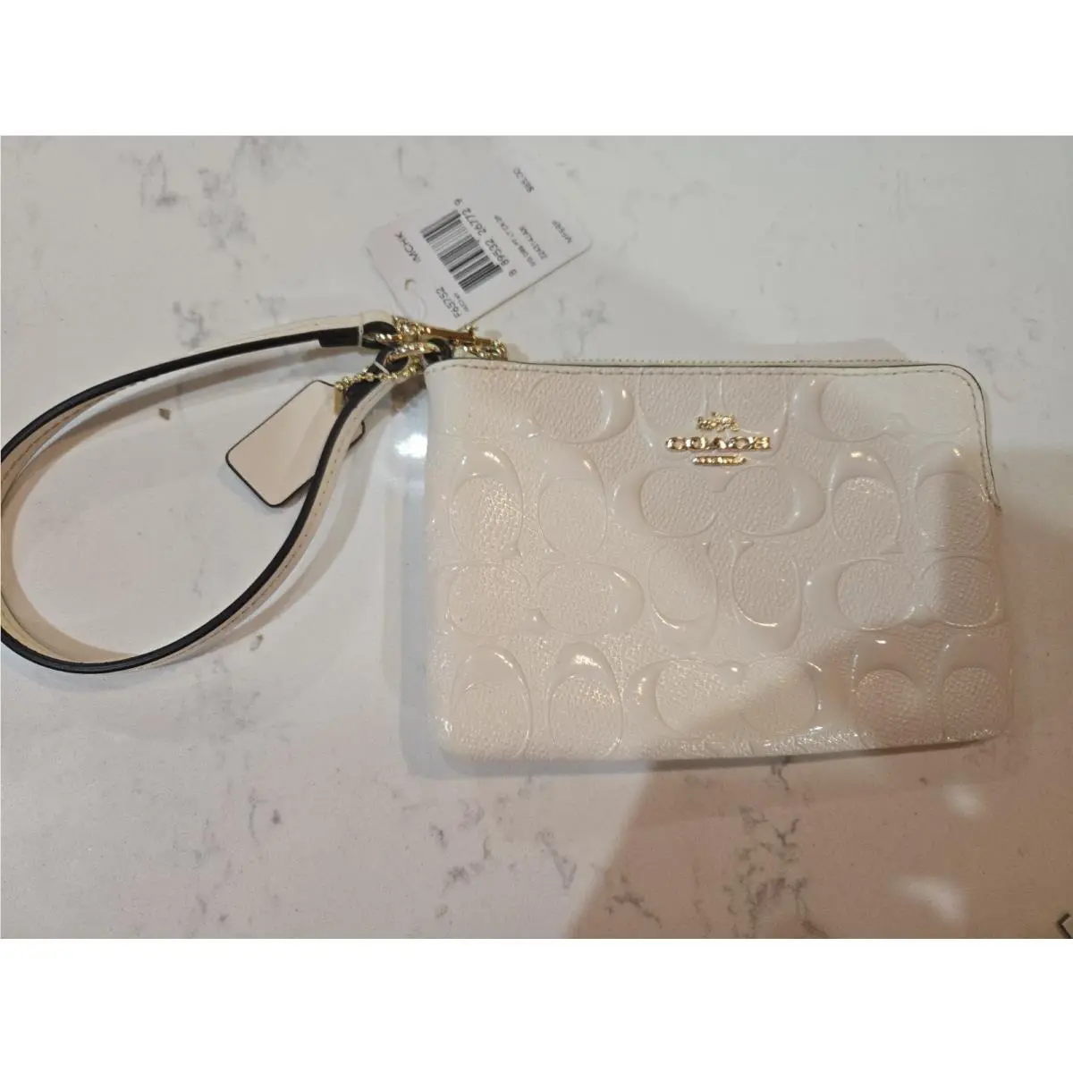 Corner Zip Wristlet In Signature Chalk Color CEX36 by Coach
