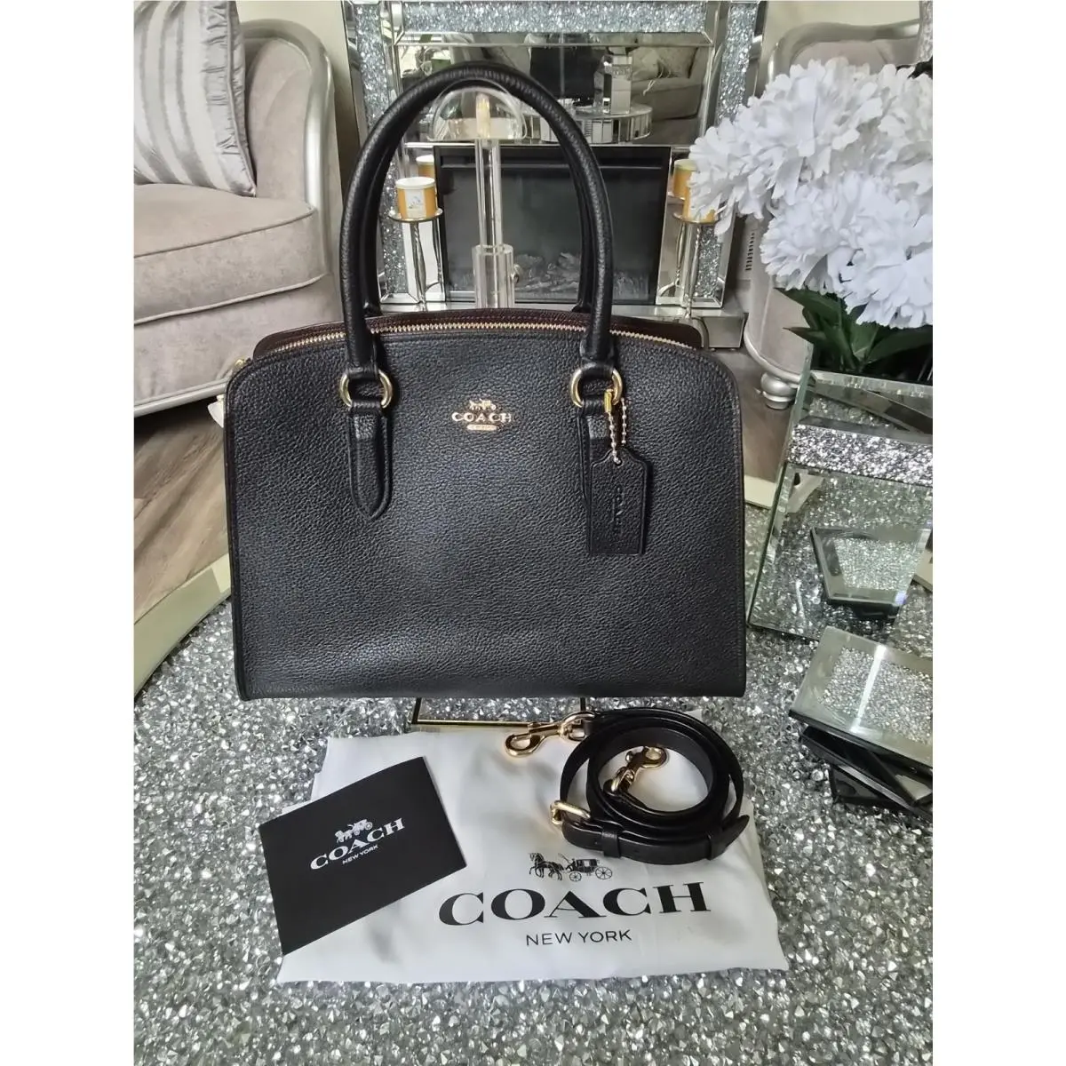 Channing Polished Pebble Crossgrain Leather Carryall by Coach