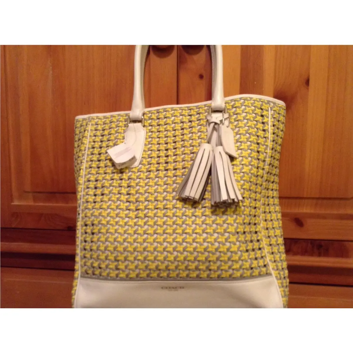 Legacy Woven Leather Caning Tanner 23412 Tote Yellow by Coach