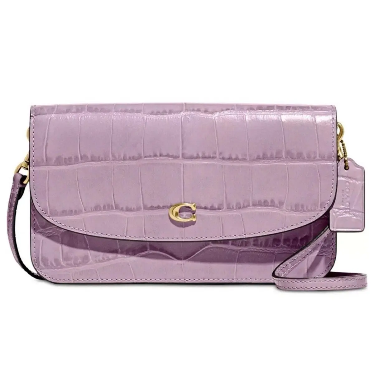 Coach Embossed Croc Hayden Crossbody Leather Handbag Bag Ice Purple Purse