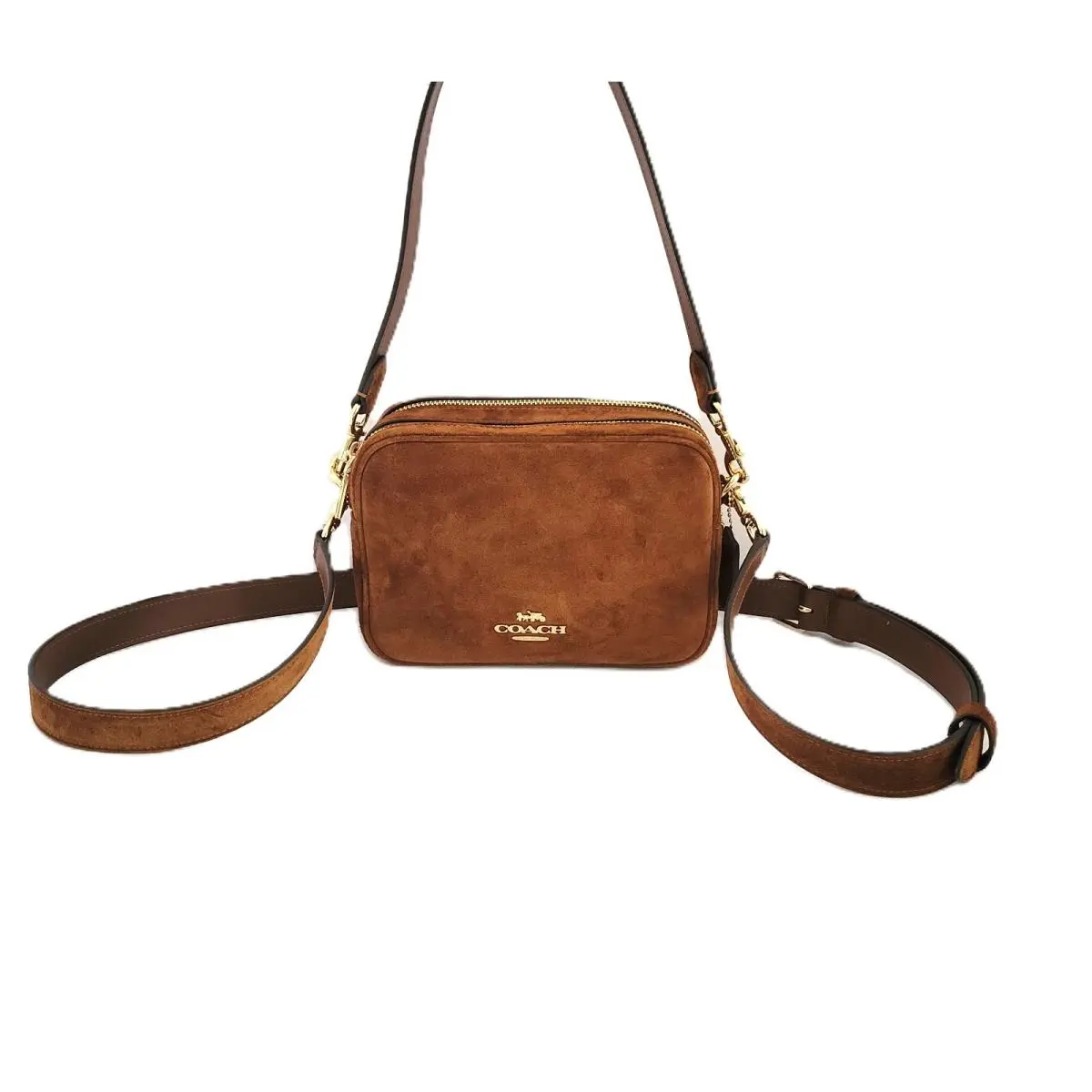 CEN20 Mini Carey Suede Leather Crossbody Bag Handbag Warm Brown by Coach