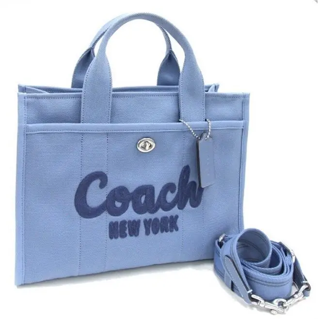 Medium Cargo Tote In Slate Blue Model CP158 Inside Packaging by Coach