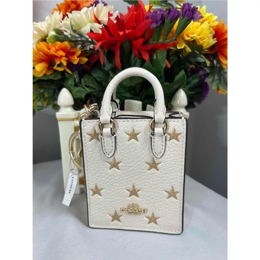 North South Miniature Leather Bag Charm W/star Print​ CX074 by Coach