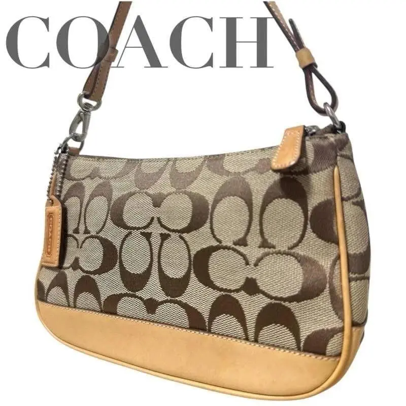6094 Vintage Y2k Signature Demi Mini Bag Khaki Tan Leather Canvas by Coach