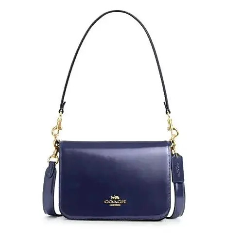 Quinn Shoulder Bag Novelty Spazzolato Leather Navy CY657 Nip by Coach