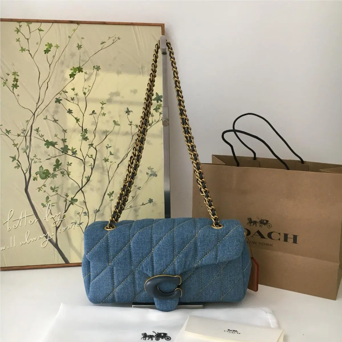 CR704 Tabby Shoulder Bag 26 with Quilting Denim and Nappa Leather Women`s by Coach