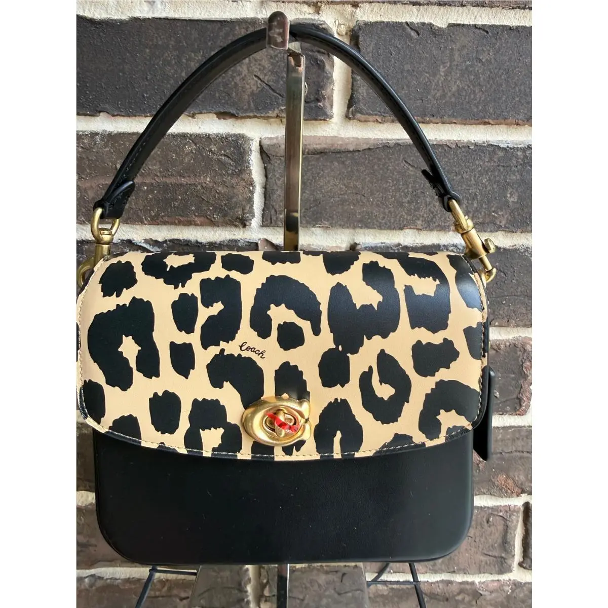 Cassie 19 Leopard Black Leather Crossbody 3 Straps CM571 by Coach