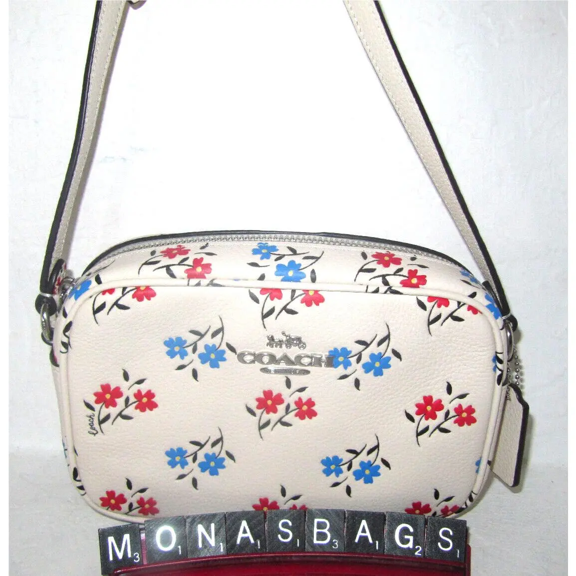 CT862 Mini Jamie Camera Crossbody Bag Multi Flowers Chalk Leather by Coach