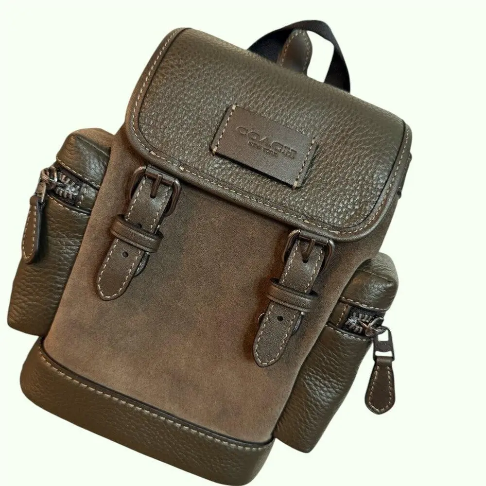 Sprint Sling Green Suede Crossbody Pebbled Leather CCE79 by Coach