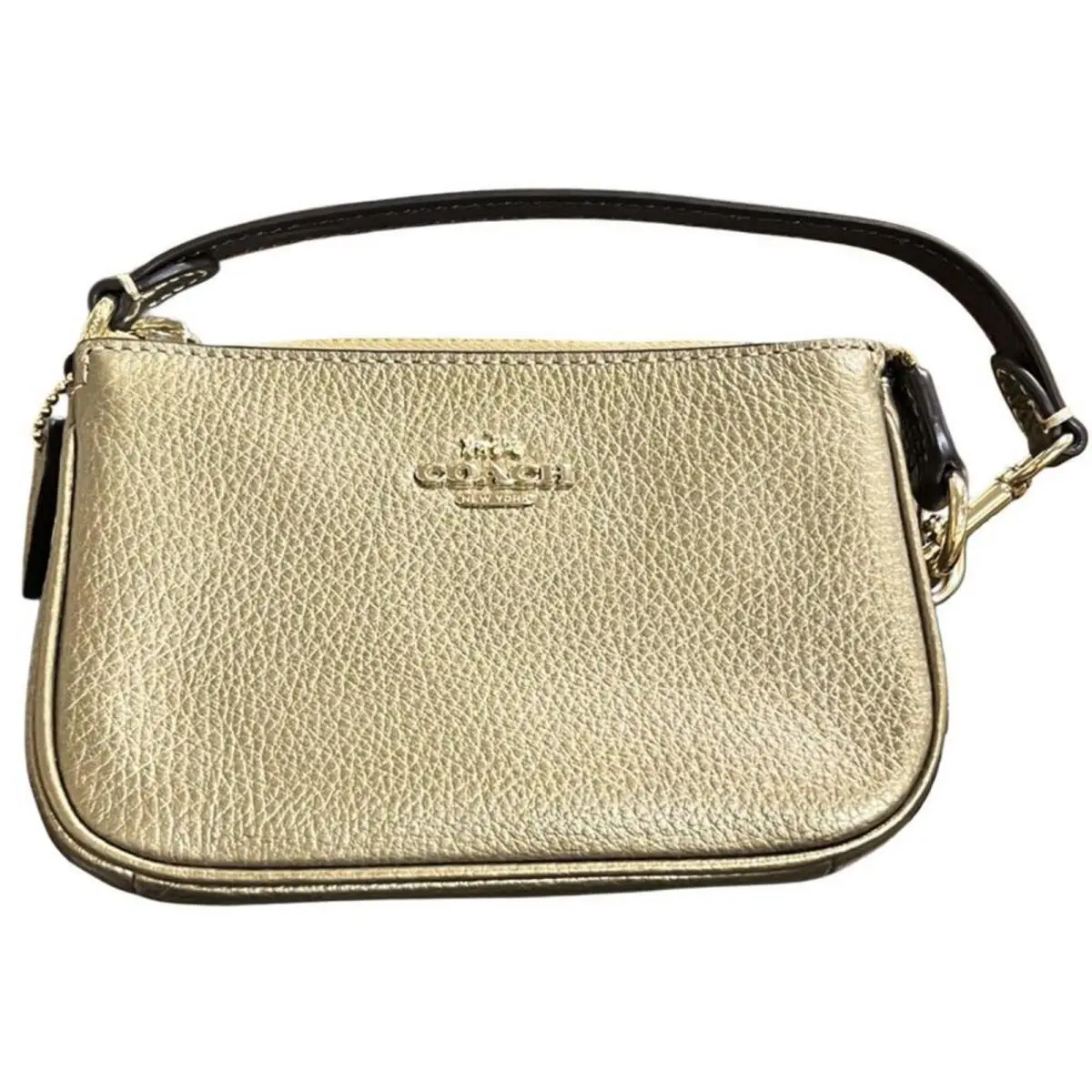 Leather Nolita 15 Metallic Gold Convertible Wristlet Wallet Pyrite Purse by Coach