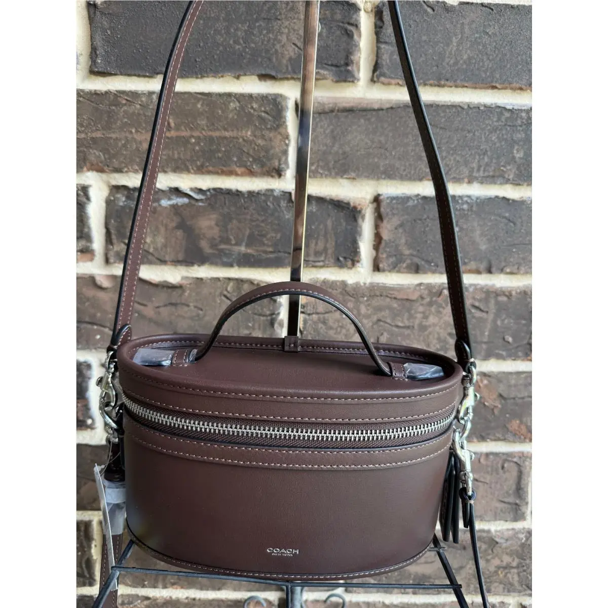 Trail Bag Crossbody CBG93 Maple Silver Brown Glovetanned Leather by Coach