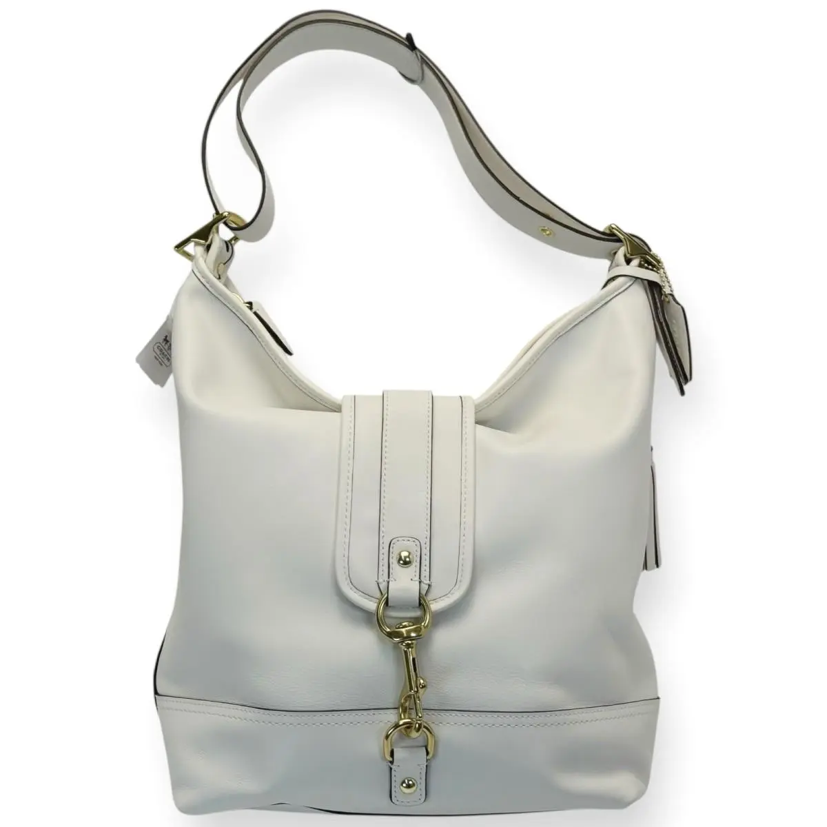 Vtg Coach Legacy Chalk White Leather Duffle Shoulder Crossbody Bucket Bag