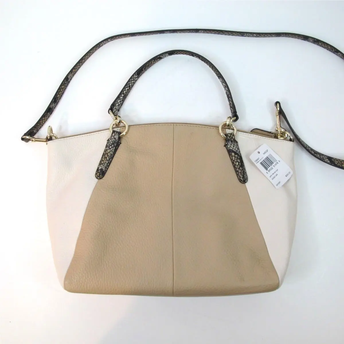Small Kelsey Two Tone Tan Satchel Handbag Purse F38441 by Coach