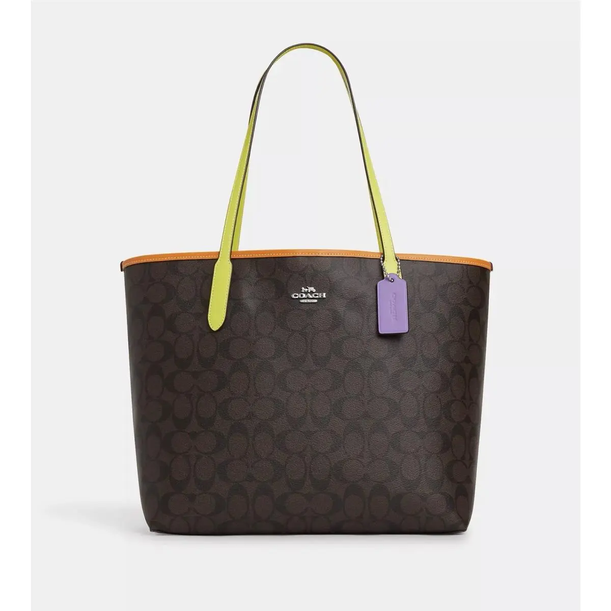 City Tote In Colorblock Signature Canvas Silver/brown/iris Multi CL421 by Coach