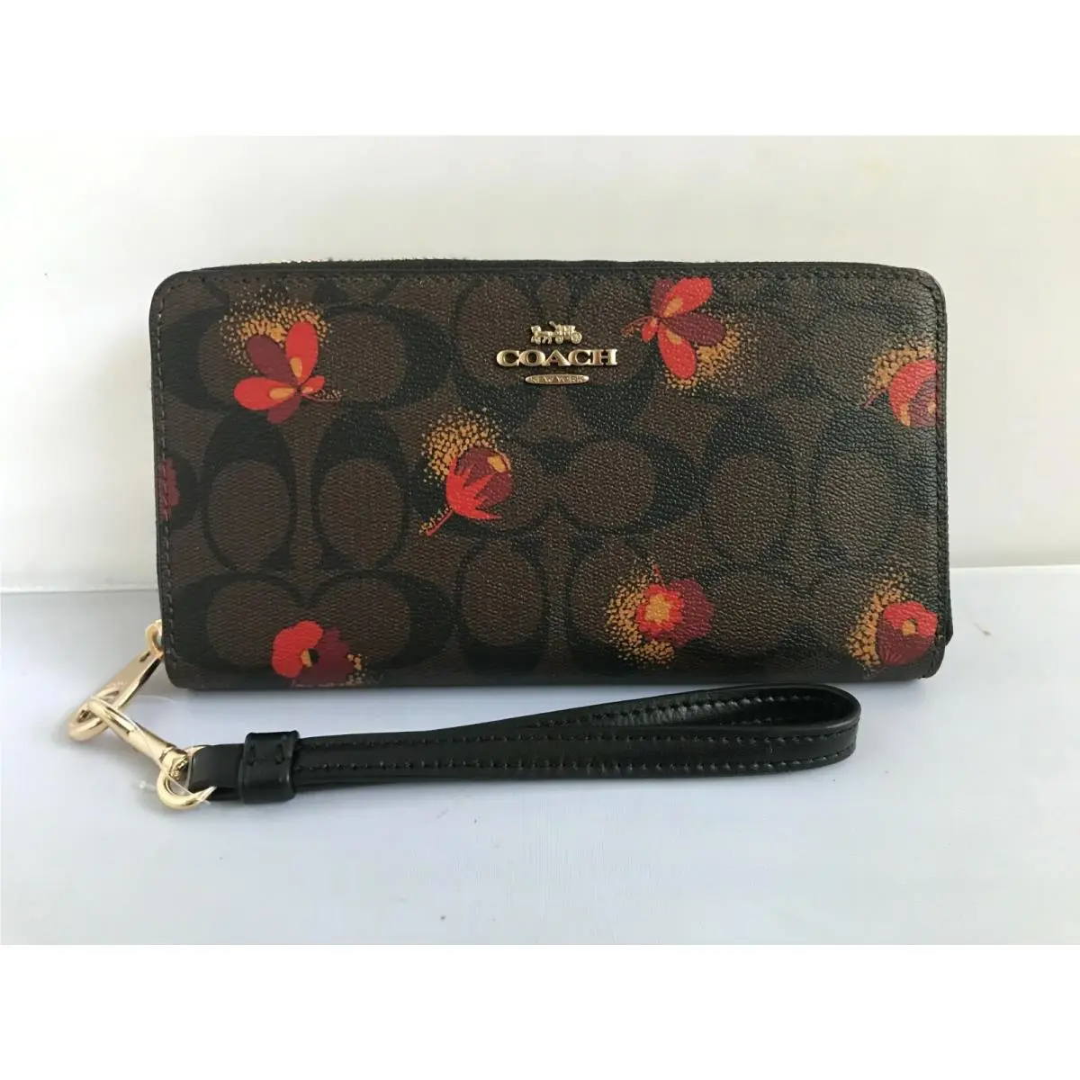Long Zip Around Wallet In Signature Canvas with Poppy Floral Print by Coach