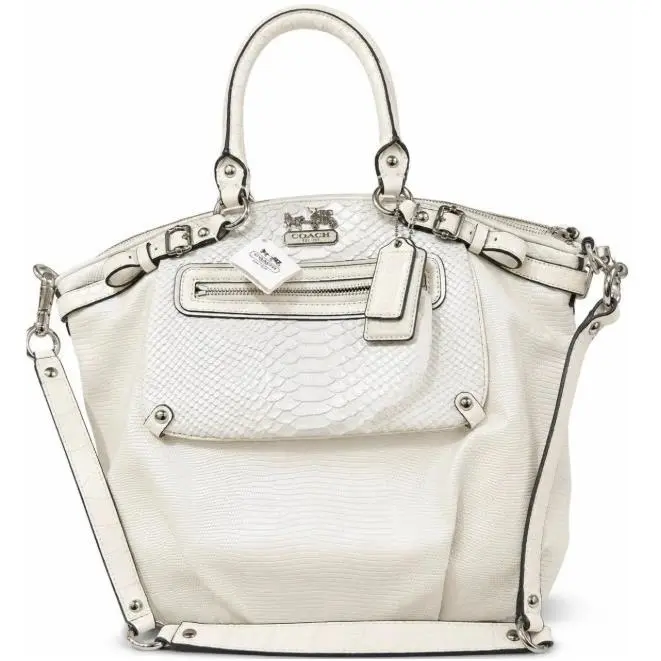 19635 Madison Embossed Exotic Pocket Lindsey Satchel Hobo Large Tote Bag by Coach