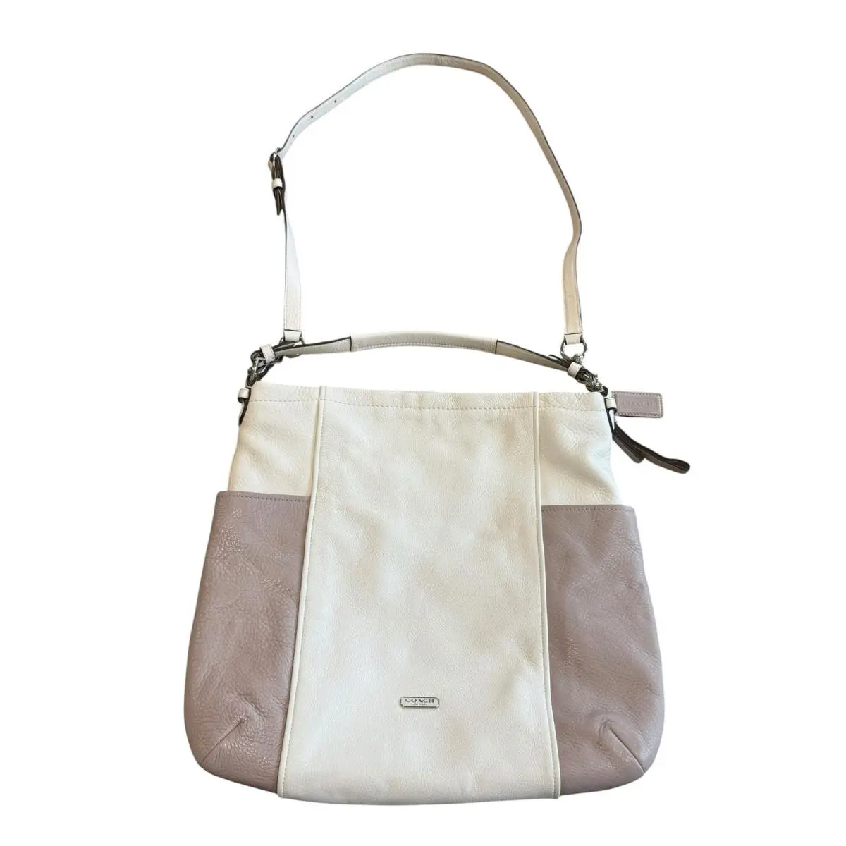 Park Colorblock Leather Hobo Shoulder Bag Parchment Putty F31304 Silver by Coach