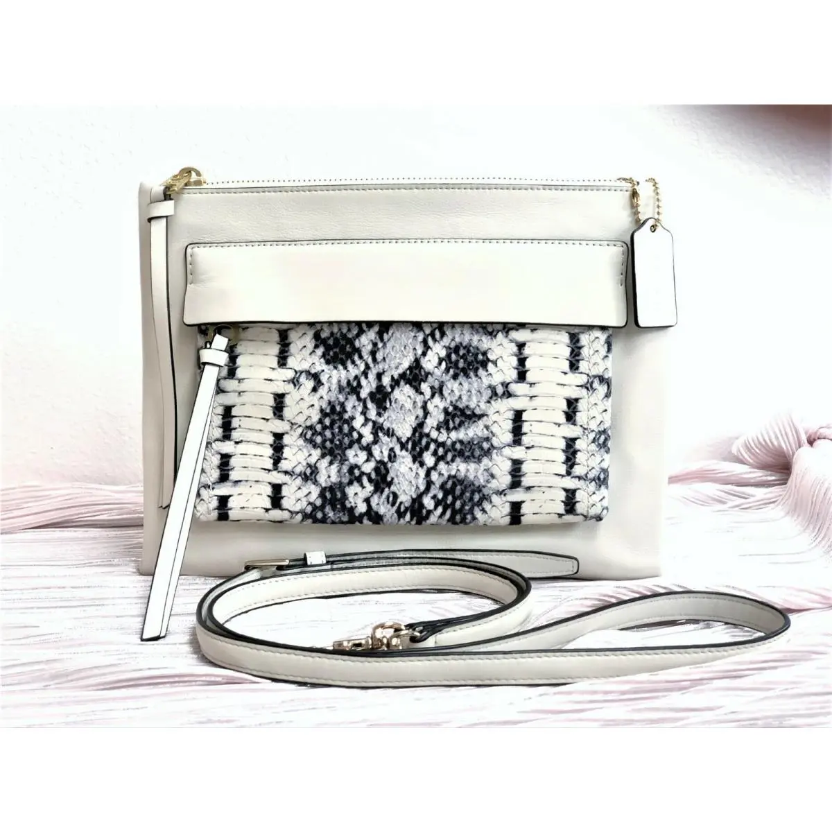 Madison Felicia 51192 Python Embossed White Leather Crossbody by Coach