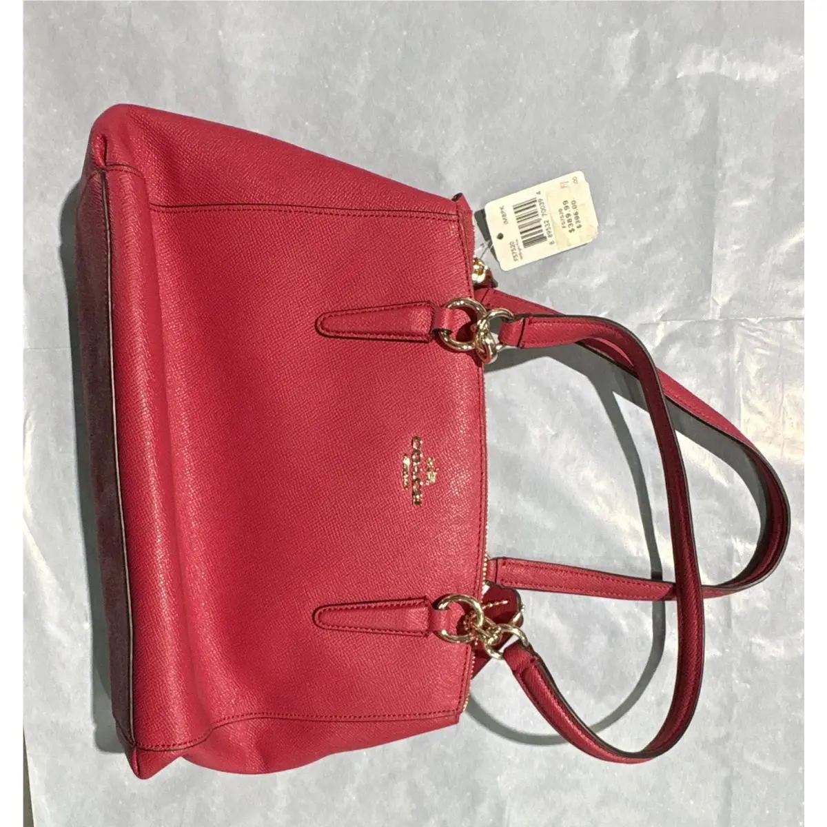 Bright Pink Medium Satchel Top Handle Bag Solid Pebbled Gold Hardware by Coach
