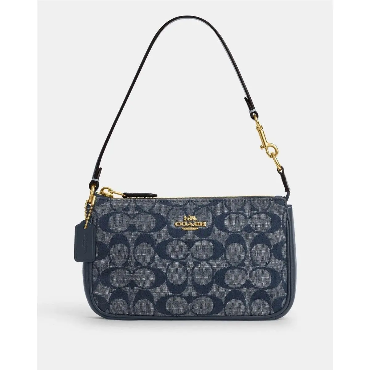 Nolita 19 Signature Denim Blue Chambray Wristlet CH149 by Coach