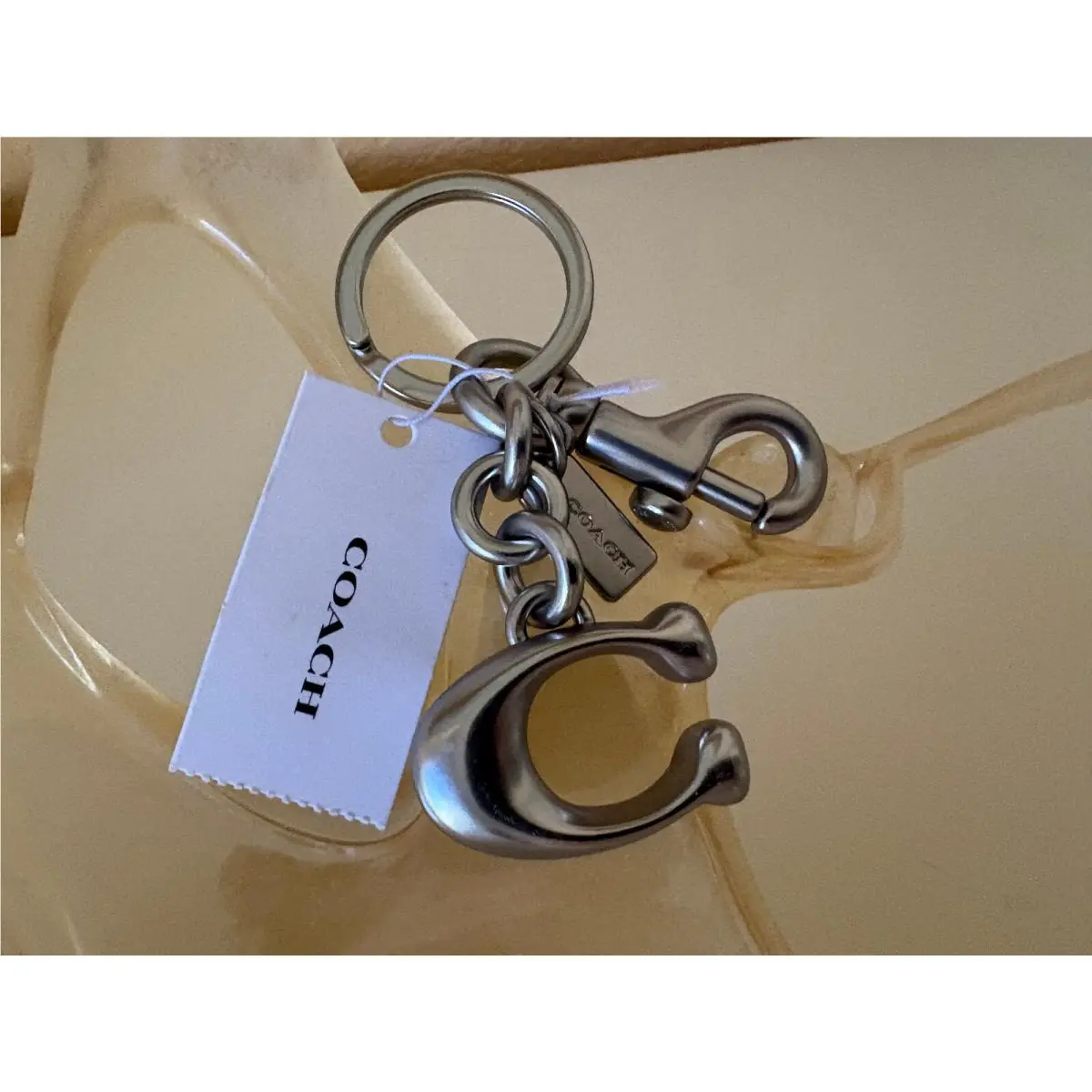 Solid C Bag Charm Trigger Snap Key Fob Silver 1635 by Coach