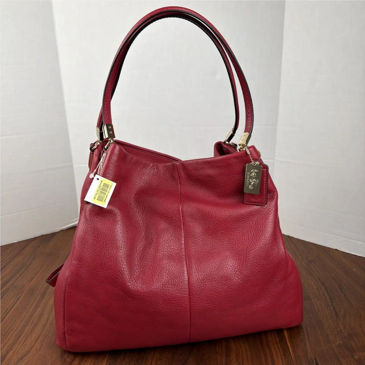 Phoebe Shoulder Bag Red Burgundy Pebbled Leather G1376-24621 by Coach