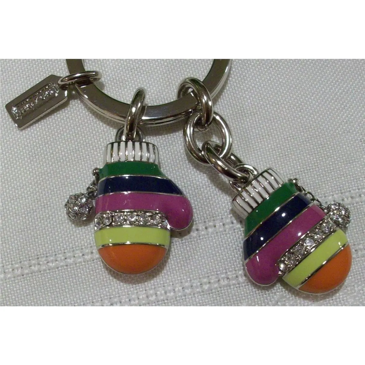 93027 93027B Legacy Stripe Mitten Mittens Keychain Key Fob by Coach