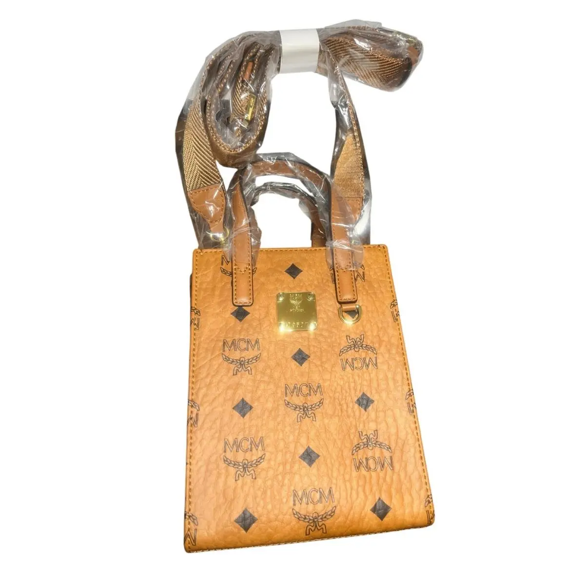 Mcm Cognac Leather Mini Tote Bag 5.3” x 7” x 1.75” w/ Dust Bag by MCM