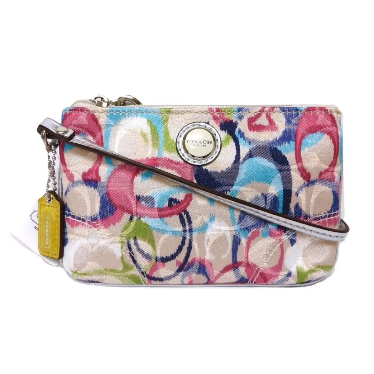 Y2K  Poppy Ikat Multicolor Pink Blue Wristlet Wallet Purse Rare by Coach