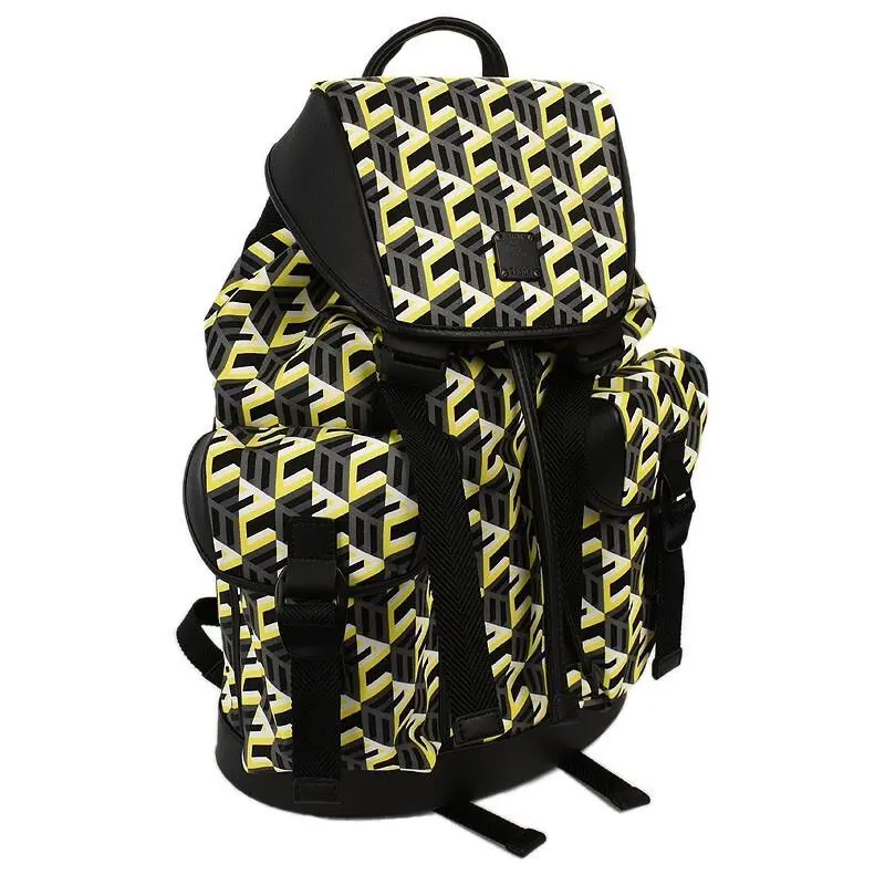 Mcm Yellow Cubic Monogram Brandenburg Leather Trim Medium Backpack by MCM