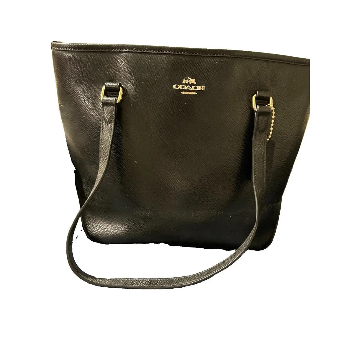 Gallery Pebbled Zip Tote Bag Gold Hardware Retail by Coach