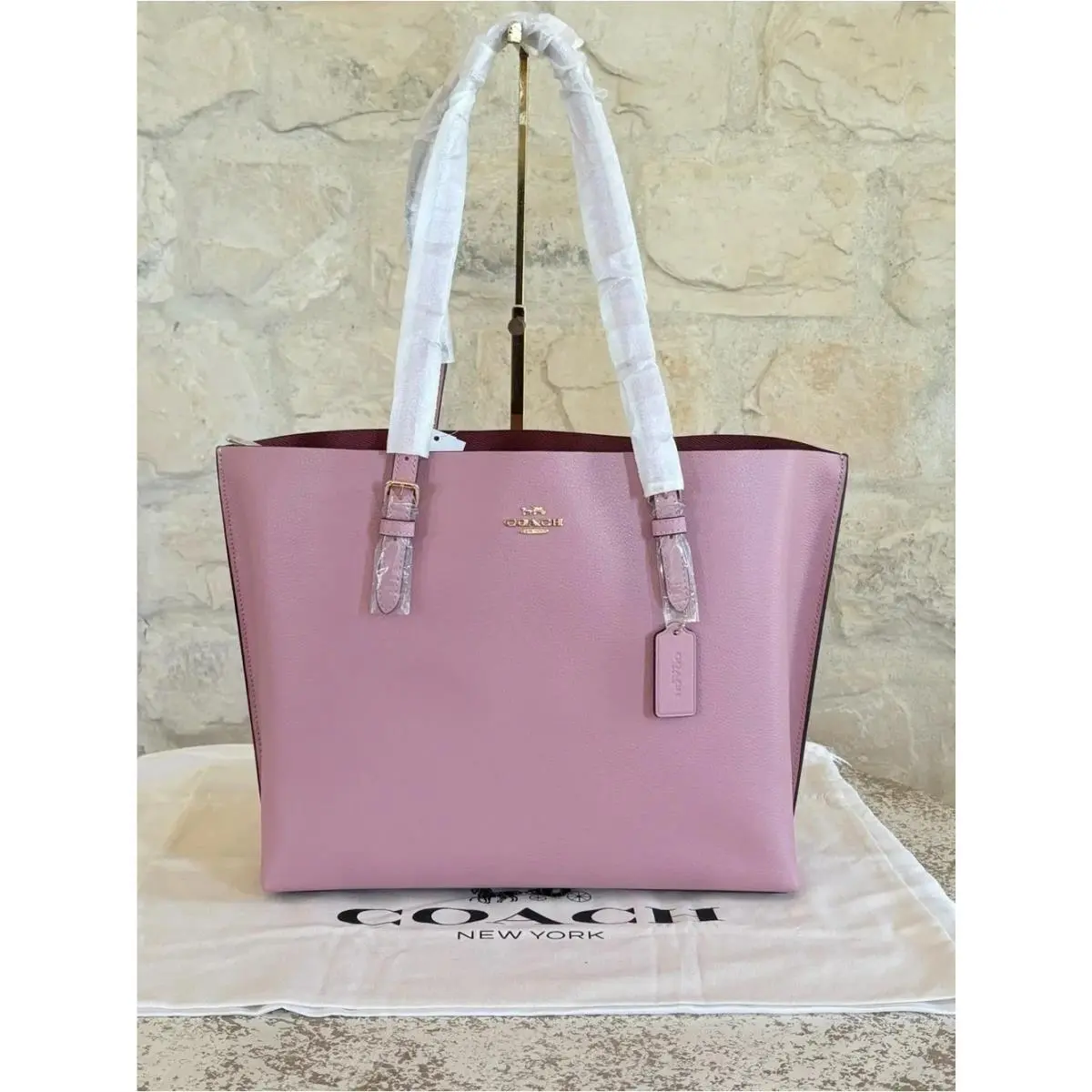 Mollie Womens Large Leather Tote Shoulder Handbag 1671 True Pink by Coach