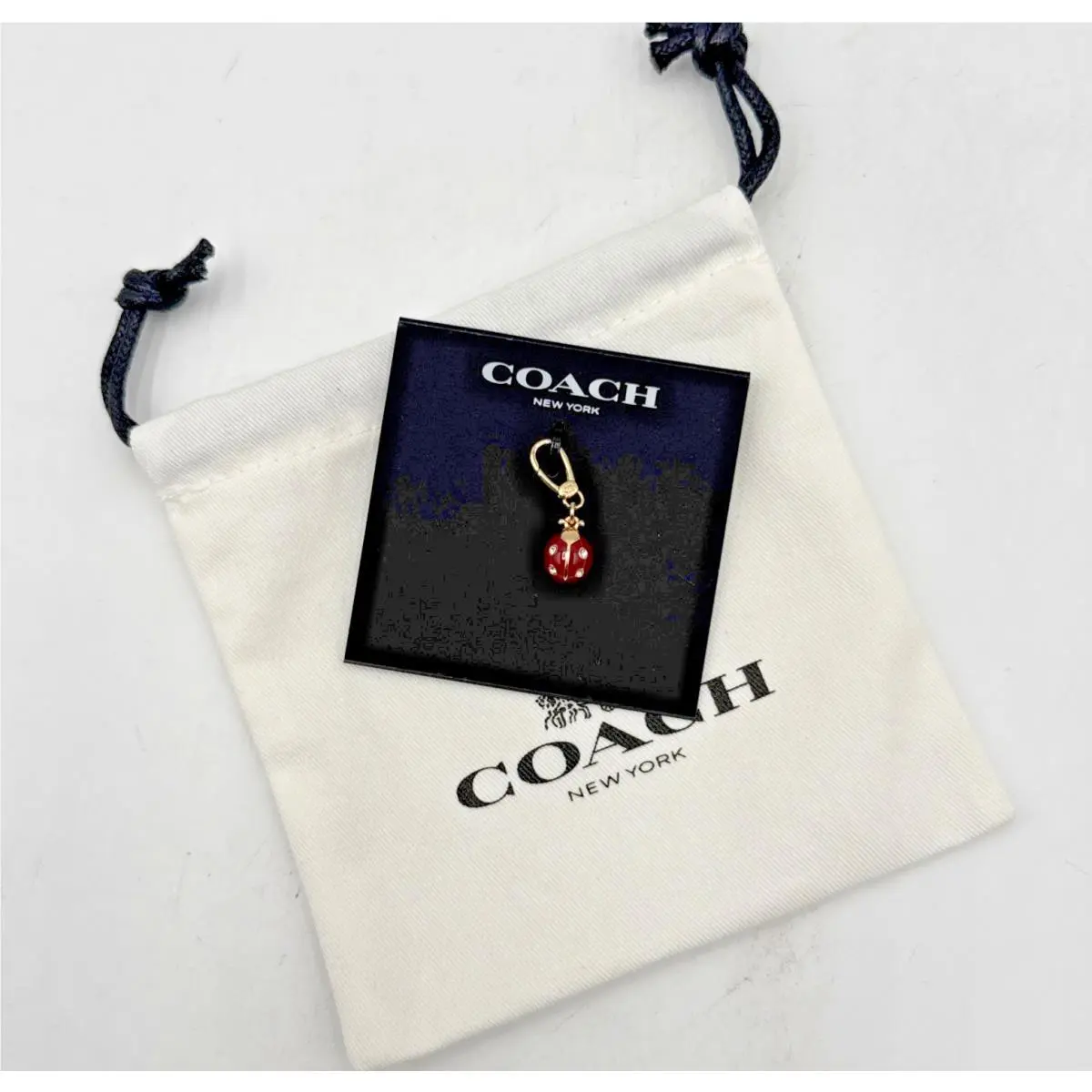 Gold Tone Small Ladybug Bag Purse Bracelet Handbag Charm by Coach