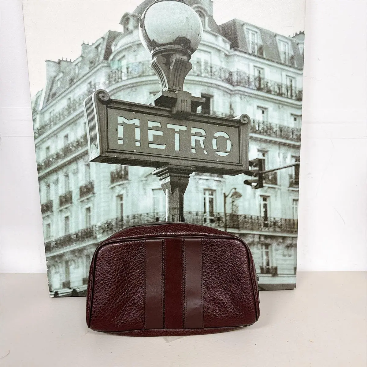 F21387 Varsity Stripe Leather Men Travel Dopp Kit Product Details by Coach
