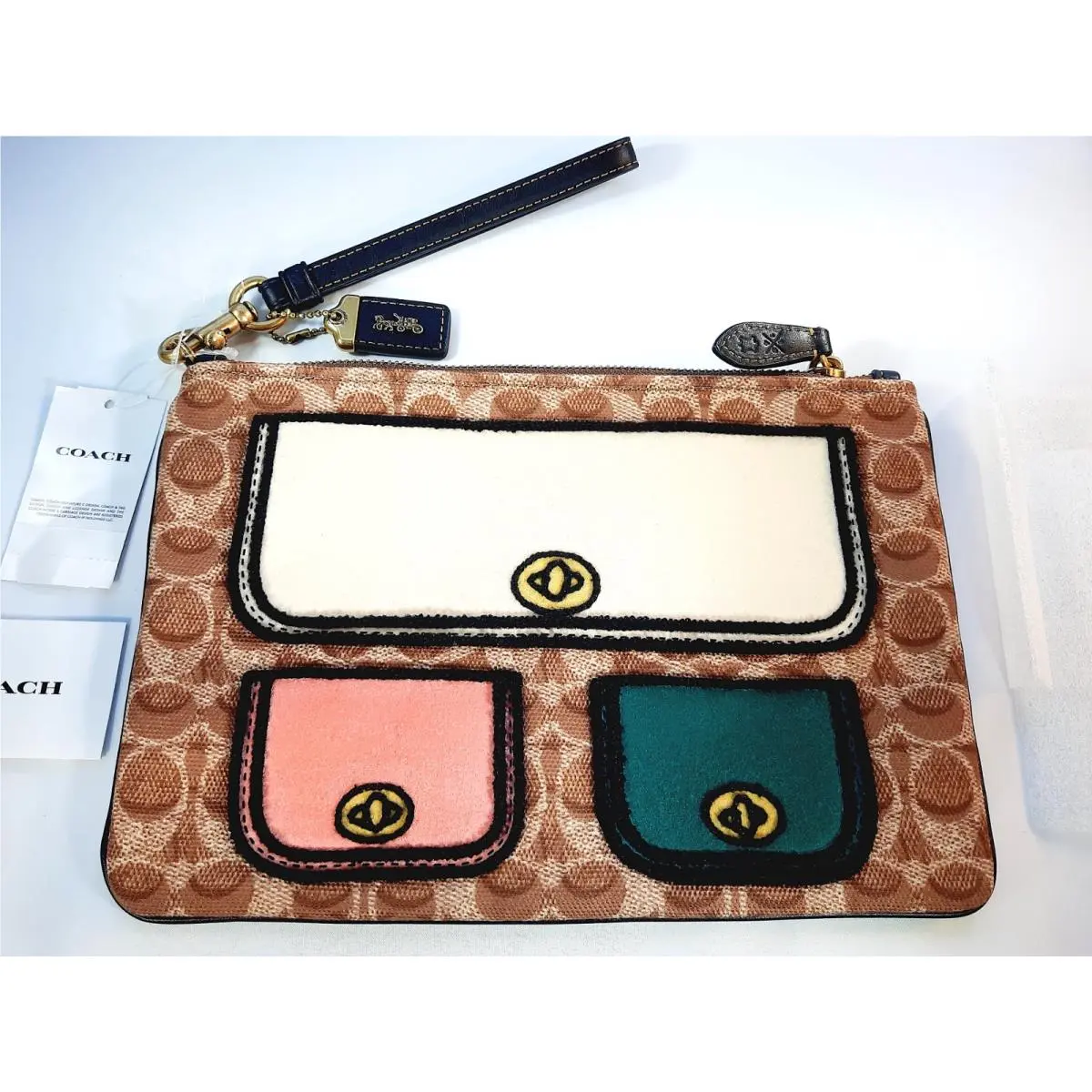Signature Bag Large Wristlet Wallet 1941 Trompe L`oeil Print Pouch by Coach