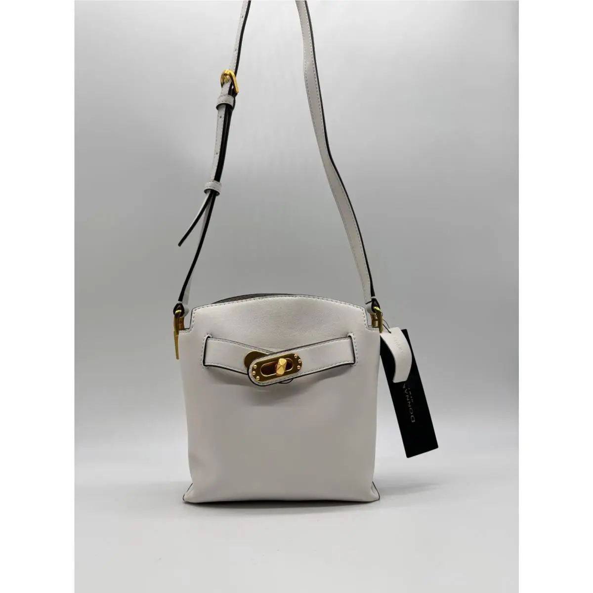 Donna Karan NY Bridgehampton Smooth Leather Mini Crossbody in White by DKNY