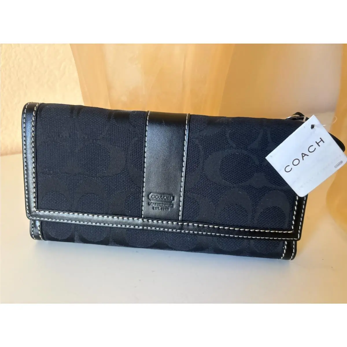 Hampton Signature Wallet Tri-fold Envelope Black 6K13 by Coach
