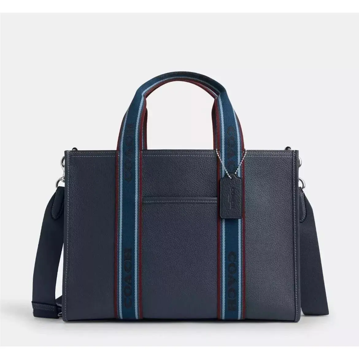 CU997 Smith Tote Pebble Leather Webbing Denim Blue Crossbody Bag by Coach