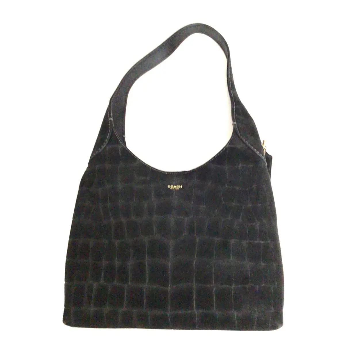 Brooklyn Shoulder Bag 28 in Suede Brass Black Croc Print by Coach