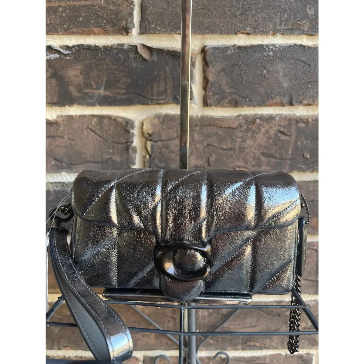 Tabby 18 Crossbody Wristlet Pillow Quilting Anthracite Metallic by Coach