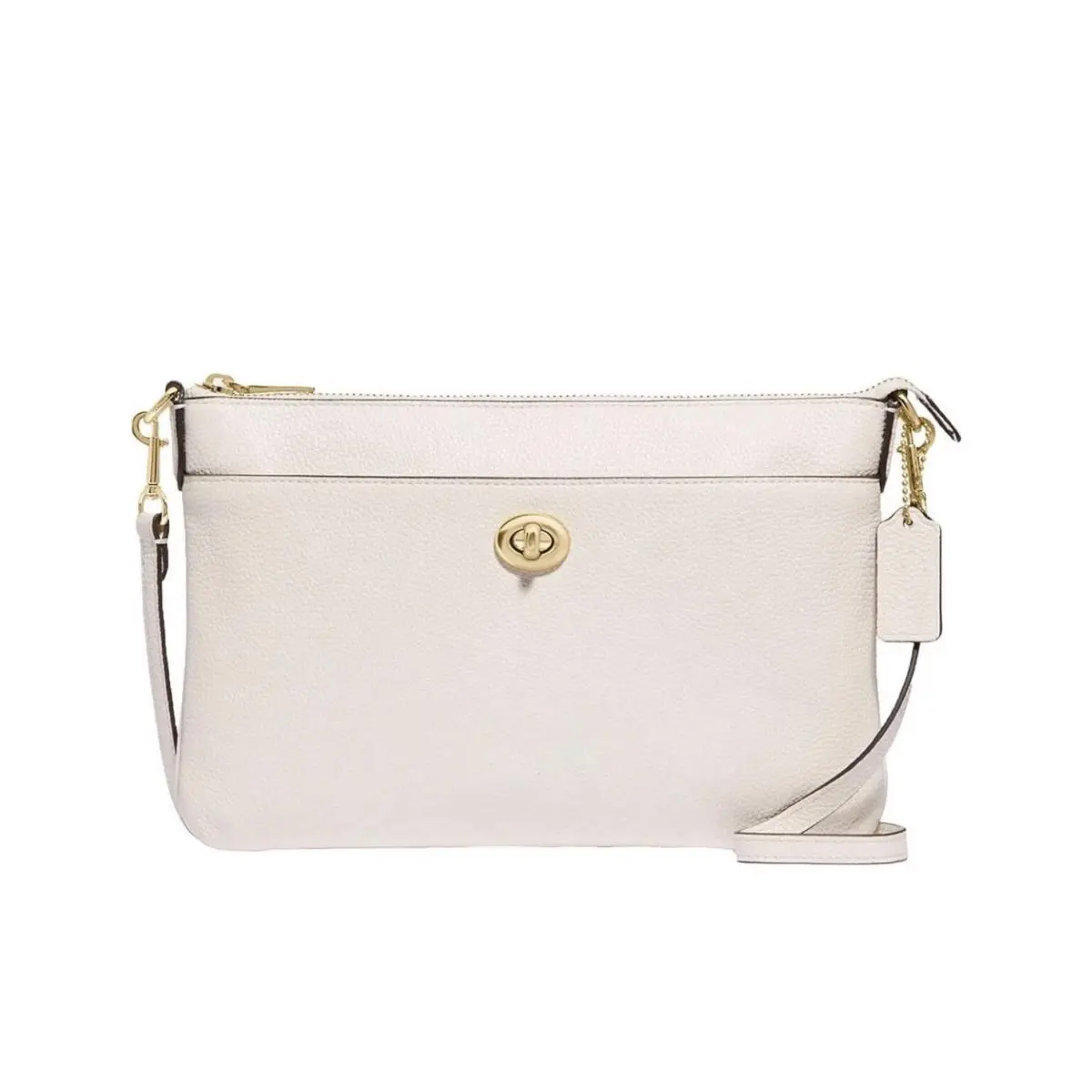 Polly Pebbled Leather Crossbody Bag Chalk by Coach