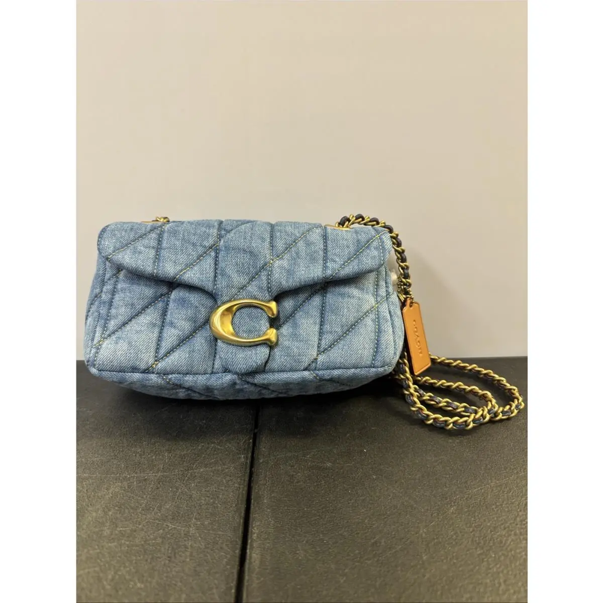 Tabby CR701 Denim/brass/indigo Shoulder Bag 20 with Quilting A-16 by Coach