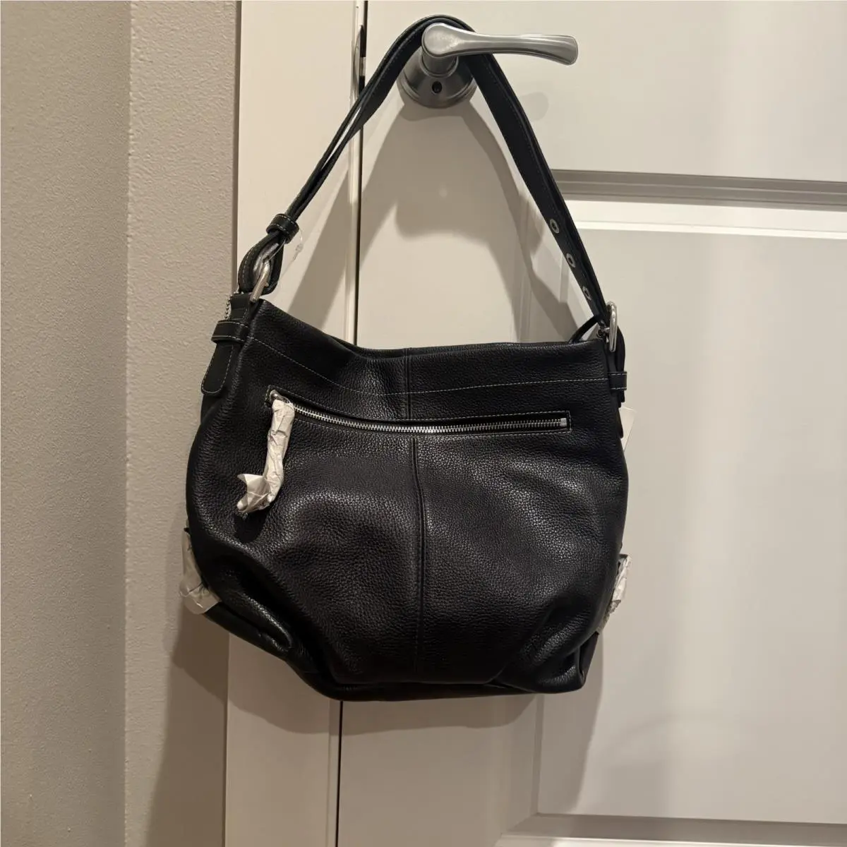 Signature Leather Duffle Satchel Crossbody Bag F15064 Black by Coach