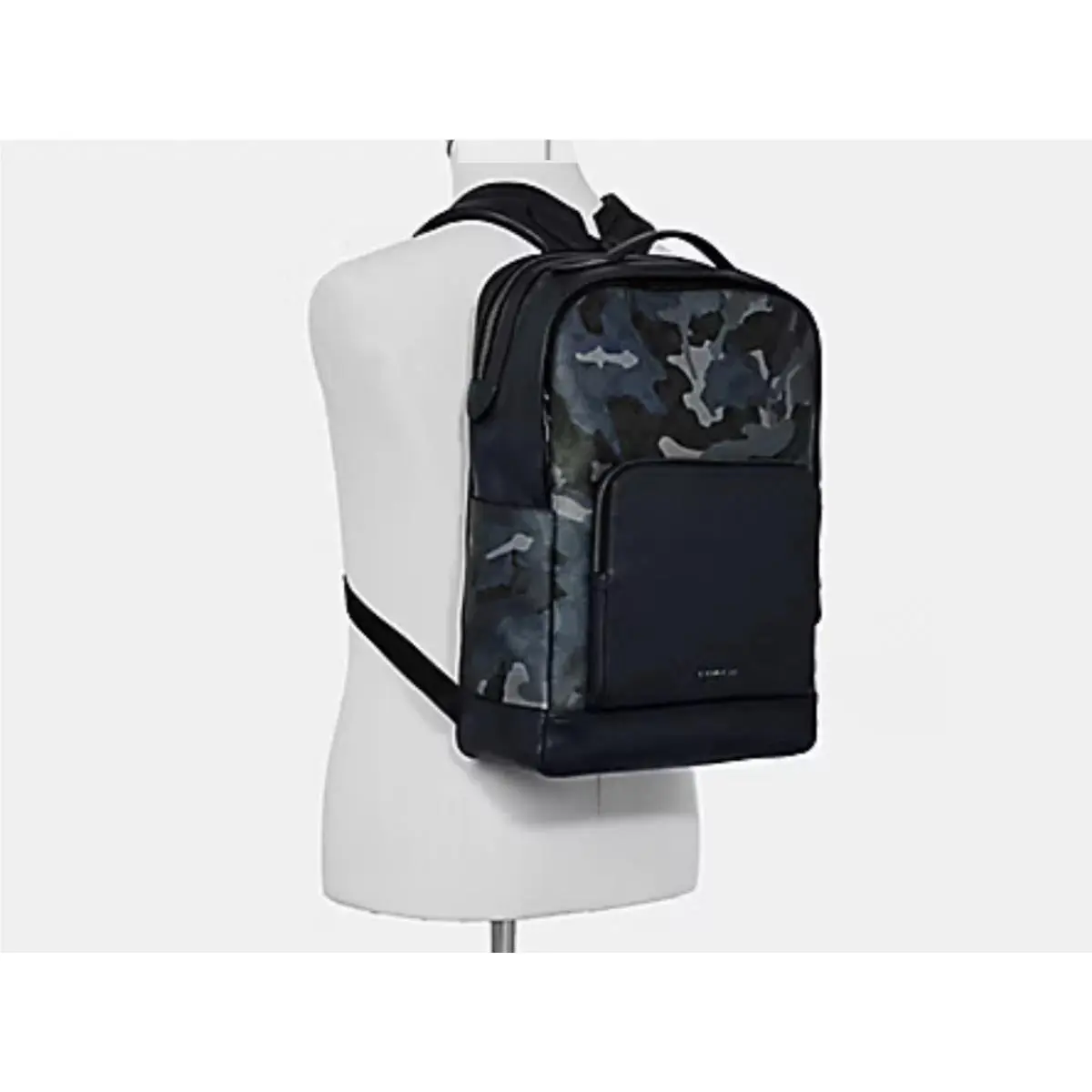 Graham Backpack In Signature Canvas with Camo Print F76841. Dark Navy R8 by Coach