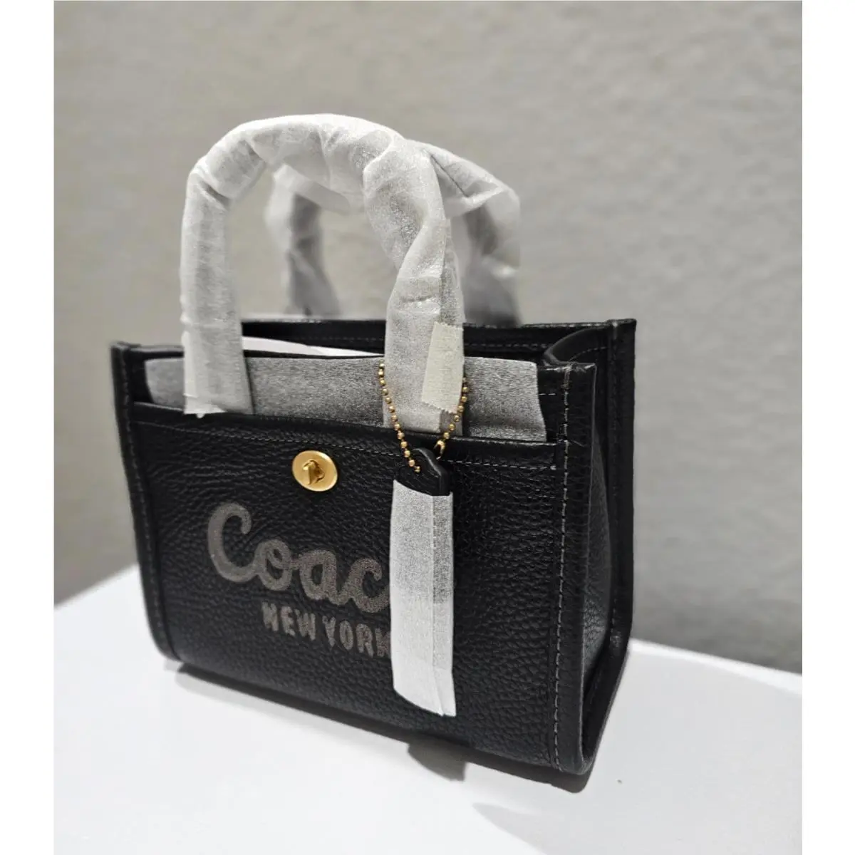CAO26 Cargo Tote Bag 20 Black Leather Handbag by Coach