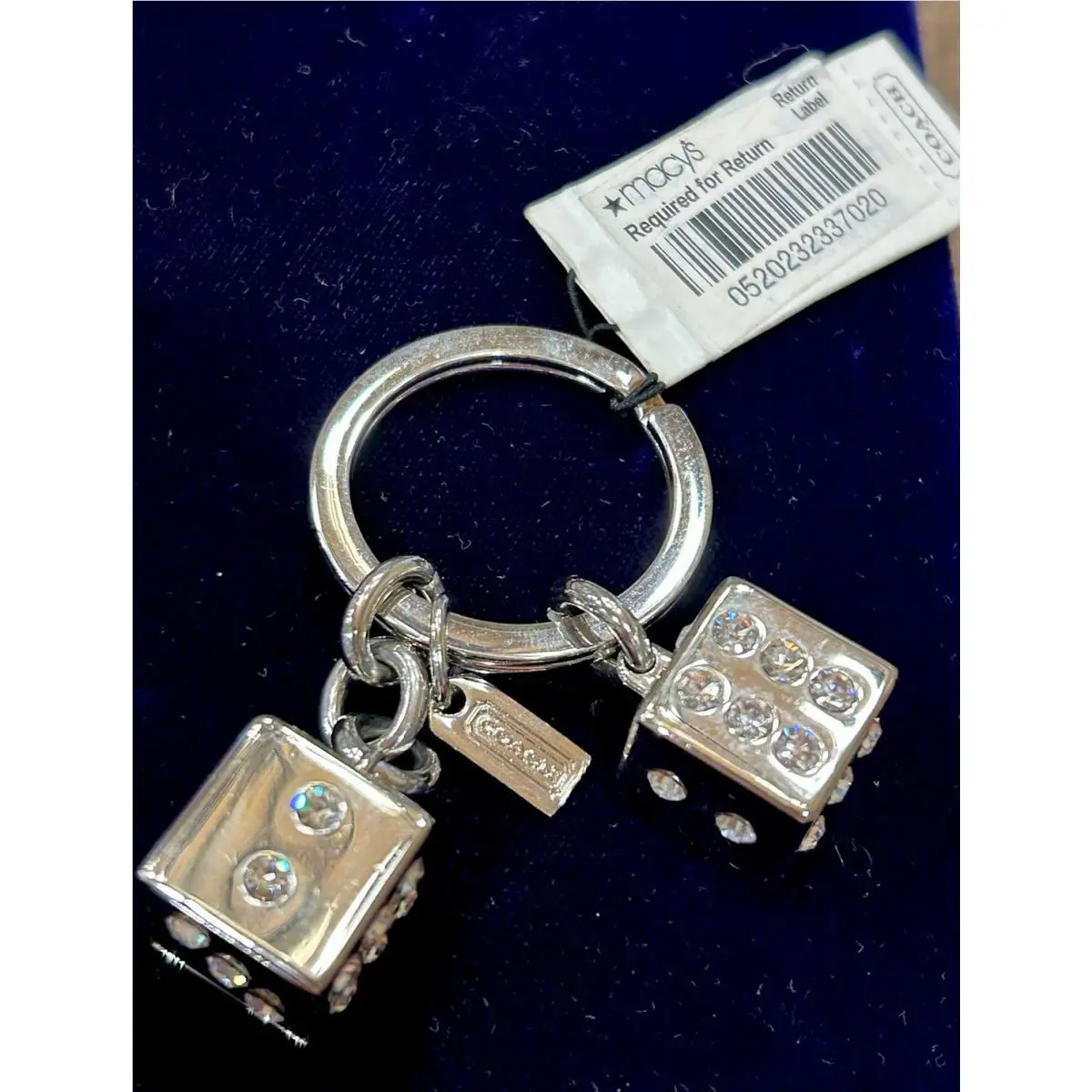 3D Solid Metal Dice Cluster Bag Charm / Keychain W/crystals by Coach