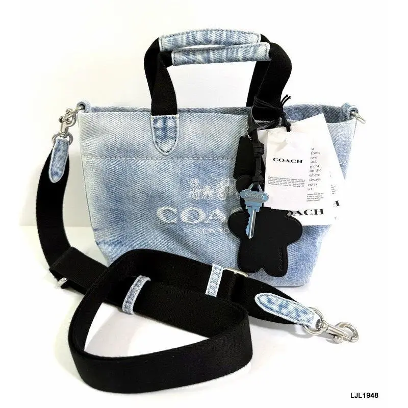 Tour Mini Loved Denim Tote Bag with Charms Indigo by Coach